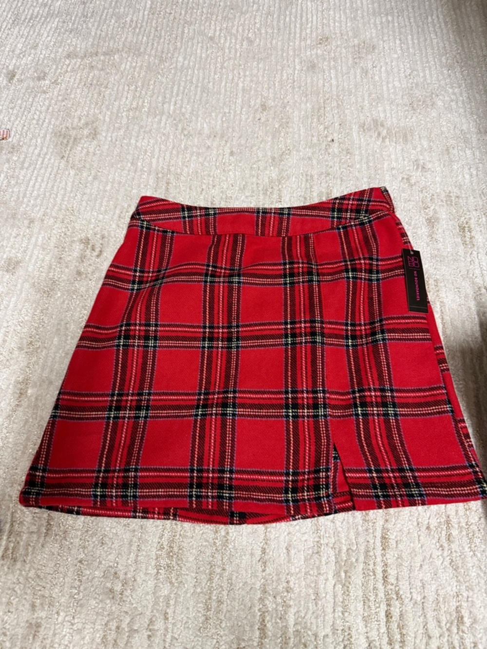 No Boundaries Red Plaid Mini Skirt